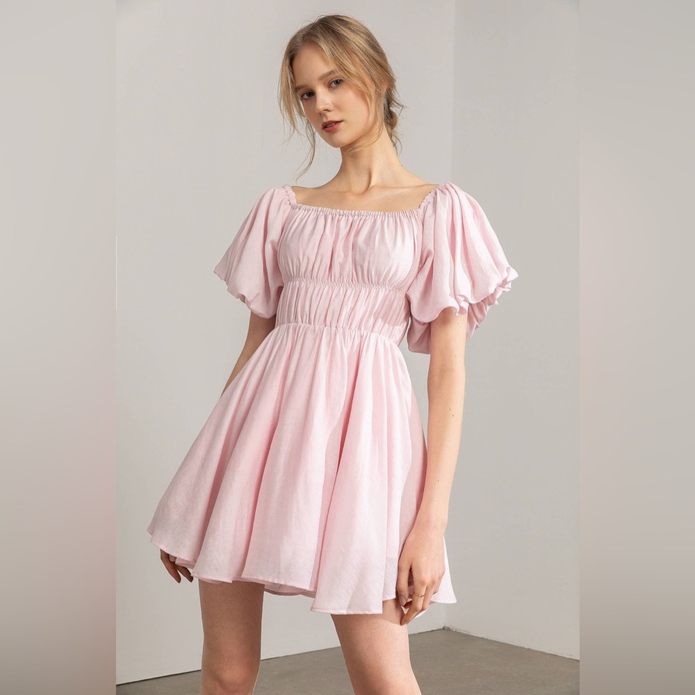 J.ING Pink puff sleeve Dress